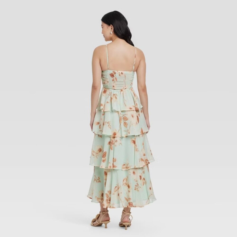 NWT A New Day Tiered Ruffle Maxi Dress Mint Floral - Picture 2 of 3